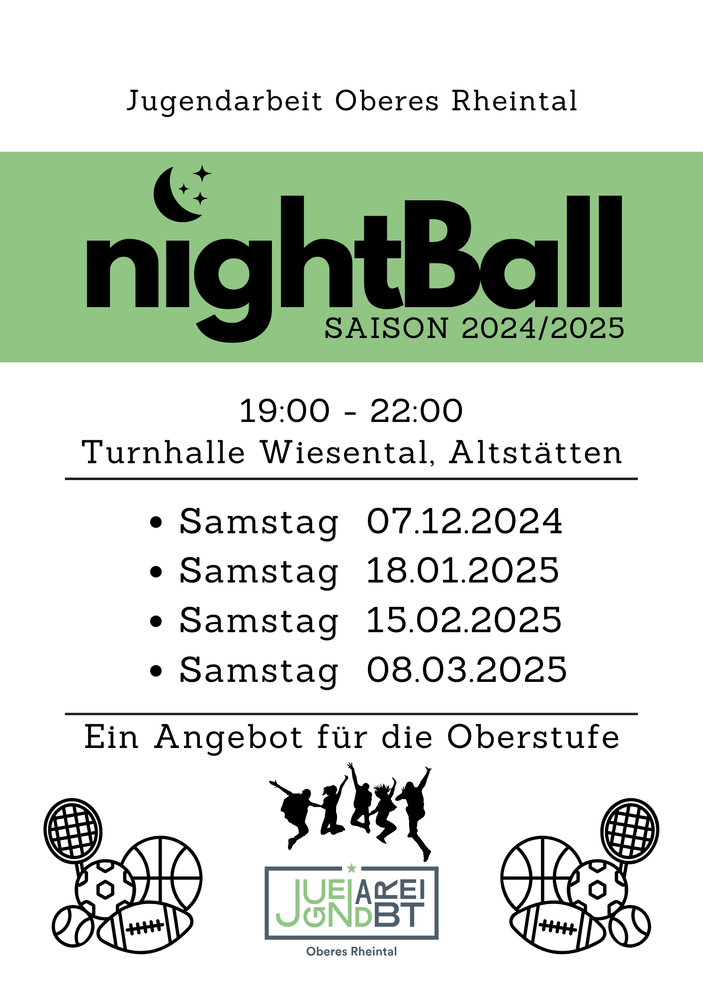 NightBall, Jugendarbeit, Altstätten, offene Turnhalle